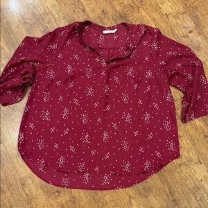 Lush size 1X burgundy blouse in like new condition